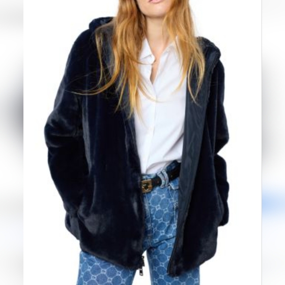 32° HEAT Jackets & Blazers - 32° HEAT Women's Cozy Navy Blue Fleece Zip-Up Hoodie